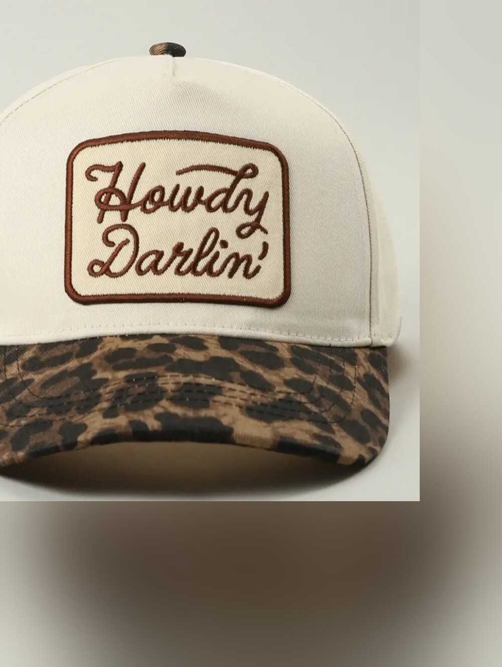 Howdy Darlin' Cream and Brown Leopard Baseball Cap